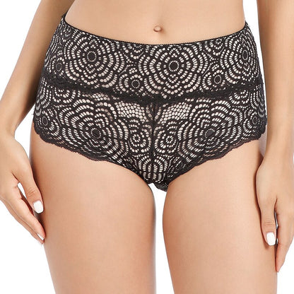 FallSweet Plus Size Panties for  Women Sexy Lace Underwear High Waist Briefs L to 4XL